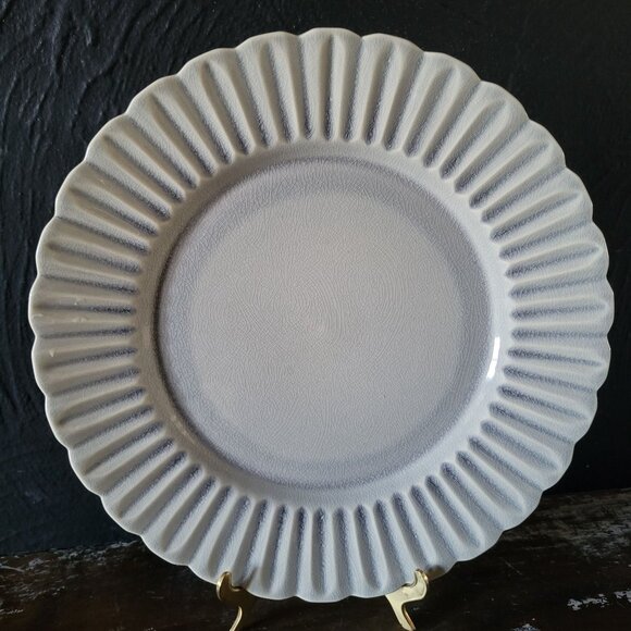 Gray Anthropologie Stratford Plate Scalloped Plate Made In Portugal - Picture 1 of 6